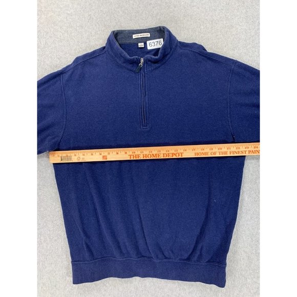 Peter Millar 100% Cotton Quarter Zip‎ Pullover Sweater (Men's Large) Blue - Picture 6 of 11